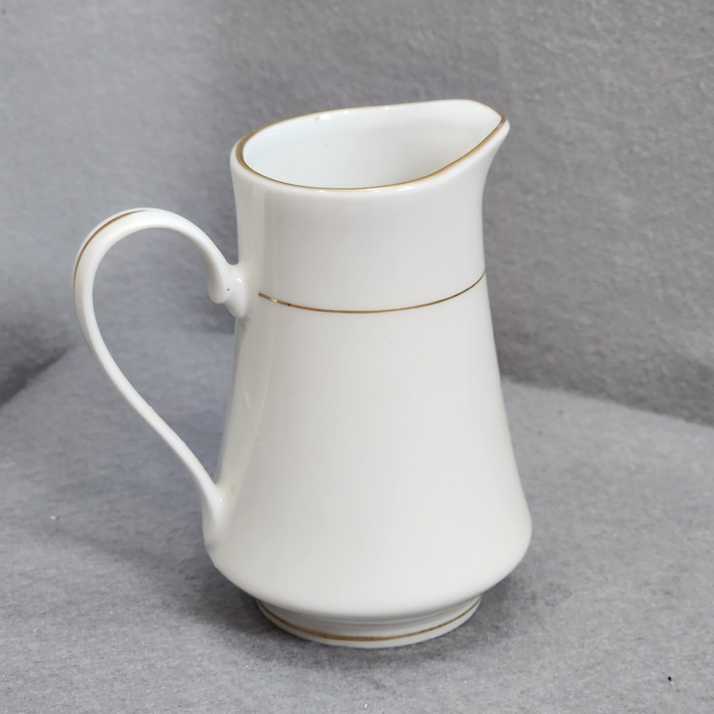 Tienshan‎ Creamer White Fine China Gold Rim Tapered Small Pitcher 4.25in